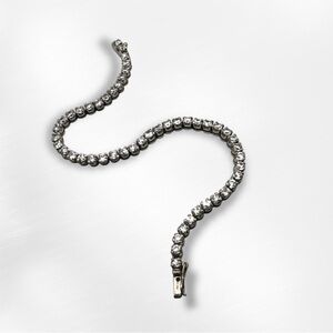 Vintage Sterling Silver Cubic Zirconia Tennis Style Line Bracelet